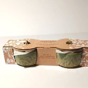 NWT HARVEST FALLS, SET OF 2 MINI CASSEROLE DISHES WITH LIDS.